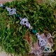 Bracelet celtique Triskel spirales volutes argenté et perle en Malachite vert forêt médiéval féerique