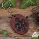 Porte Clés en cuir repoussé brun Noeud celtique infini noir, noeud de Siddhe médiéval féerique anneau acier inoxydable