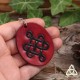 Porte Clés en cuir repoussé rouge Noeud celtique infini noir, noeud de Siddhe médiéval féerique anneau acier inoxydable