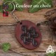 Porte Clés en cuir repoussé rouge ou brun Noeud celtique infini noir, noeud de Siddhe médiéval féerique anneau acier inox