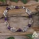 Bracelet féerique petites Feuilles Elfiques argentées et perles en pierre naturelle Améthyste violet foncé médiéval Art Nouveau