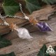 Collier magique Fiole aux éclats de pierre fine gemme naturelle style médiéval féerique et alchimie sorcière ésotérique