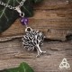 Collier médiéval féerique fait main orné d'un arbre argenté et d'une Améthyste naturelle violette