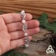 Bracelet féerique petites Feuilles Elfiques argentées et perles en pierre naturelle Labradorite blanche médiéval Art Nouveau