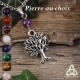 Collier médiéval féerique fait main orné d'un arbre argenté et d'une perle en pierre gemme naturelle.