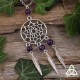 Collier féerique Dreamcatcher Attrape-rêve argenté Améthyste pierre fine naturelle violet foncé amérindien magie ésotérisme