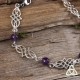 Bijou bracelet médiéval elfique Deannel entrelacs celtiques infinis argenté pierre naturelle Améthyste violette.