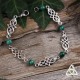 Bijou bracelet médiéval elfique Deannel entrelacs celtiques infinis argenté pierre naturelle Malachite verte.