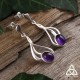 Boucles d'oreilles féeriques et Art Nouveau en Argent massif et Améthyste naturelle violet foncé.