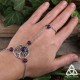 Bracelet de main médiéval féerique orné d'un Arbre de Vie celtique argenté et de pierres fines Améthyste violet foncé
