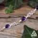 Bracelet médiéval en argent orné d'entrelacs celtiques et de cabochons ovales en Améthyste naturelle violette