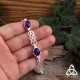 Bracelet médiéval en argent orné d'entrelacs celtiques et de cabochons ovales en Améthyste naturelle violette