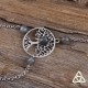 Bracelet de main médiéval féerique orné d'un Arbre de Vie celtique argenté et de pierres gemmes Labradorite reflet bleu