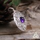 Pendentif médiéval rond et mixte en argent orné d'un noeud celtique et d'entrelacs infinis avec une Améthyste violette