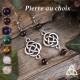 Boucles d'oreilles médiévales et féeriques ornées de noeuds celtiques ronds argenté et de perles en Pierre naturelle.