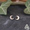 Puces d'oreilles elfiques Ithil en argent ornées d'un petit Croissant de Lune à porter dans le sens de votre choix.