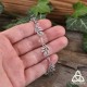 Bracelet féerique petites Feuilles Elfiques argentées et perles en pierre naturelle Fluorite violet blanc médiéval Art Nouveau