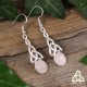 Boucles d'oreilles noeud celtique Triquetra en Argent massif et pierre gemme naturelle Quartz Rose pastel