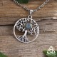 Collier celtique Yggdrasil Arbre de Vie argenté style médiéval nordique féerique ajouré Labradorite reflet bleu