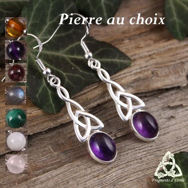 Boucles D'oreilles Ikita Paris Pierre Verte Naturelle 3.5 Cm