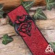 Marque page cuir repoussé médiéval fantastique Dragon et Triquetra noeud celtique Rouge et Noir artisanal fait-main
