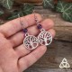 Boucle d'oreilles féeriques pendantes ornées d'un Arbre de Vie argenté surmonté d'une perle d'Améthyste violette