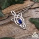 Tiare elfique inspiré du bijou d'Arwen dans le seigneur des Anneaux orné d'un Lapis Lazuli bleu et de volutes d'argent