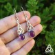 Boucles d'oreilles noeud celtique Triquetra en Argent massif et pierre fine naturelle Améthyste violet transparent