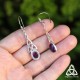 Boucles d'oreilles noeud celtique Triquetra en Argent massif et pierre fine naturelle Améthyste violet transparent