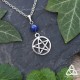 Collier ésotérique pour Sorcière orné d'un Pentagramme argenté et d'une perle de Lapis Lazuli bleu nuit fait-main en Alsace