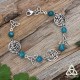 Bracelet féerique art nouveau Kalya volutes elfiques argentées triquetra médiéval celtique et Apatite bleu azur