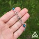 Bracelet féerique art nouveau Kalya volutes elfiques argentées triquetra médiéval celtique et Apatite bleu azur