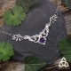 Collier elfique et Art Nouveau aux volutes et feuilles argentées et pierre fine Améthyste violet