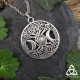Collier ésotérique SorcièreArbre de Vie argenté et Triple Lune ornée d'un Pentagramme sur lequel se trouve une Labradorite.