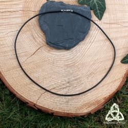 Cordon mixte en cuir noir et argent 925, longeur 50 centimètres et épaisseur 2 millimètres pour vos pendentifs celtiques