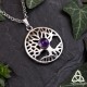 Collier durable médiéval fantasy Yggdrasil Arbre de Vie en acier inoxydable et Améthyste naturelle violette