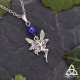 Collier poétique et médiéval fantasy orné d'une petite Fée argentée et d'une perle en Lapis Lazuli bleu nuit