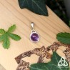 Pendentif féerique en argent 925 et cabochon rond en Améthyste naturelle violet transparent