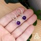Boucles d'oreilles féeriques en argent 925 et cabochon rond en Améthyste naturelle violet transparent