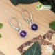 Boucles d'oreilles féeriques en argent 925 et cabochon rond en Améthyste naturelle violet transparent