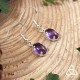 Boucles d'oreilles elfiques en Argent et Améthyste naturelle violette pour mariage, assemblées à la main en France