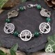 Bracelet ésotérique Arbre de Vie Déesse Gaïa argenté en acier inoxydable et Aventurine vert foncé, médiéval fantasy
