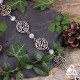 	Bracelet médiéval féerique Arabesques et volutes elfiques rondes entourée de Pierre Lune arc-en-ciel blanche