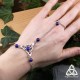 Bracelet de main médiéval féerique Triquetra noeud Celtique triangle infini argenté et Lapis Lazuli bleu foncé magie