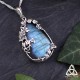 Pendentif artisanal Lierre elfique en Argent 925 et Labradorite aux reflets bleus, pour mariage médiéval fantasy 
