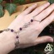 	Bracelet de main pour mariage médiéval féerique orné de volutes elfiques et Améthyste violet foncé, sorcière gothique