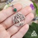 	Collier ésotérique et médiéval fantasy Arbre de Vie argenté et perle d'Aventurine vert foncé, pour mariage ou festival