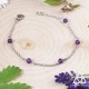 Bracelet printemps féerique avec une fine chaine en acier inoxydable et perles en Améthyste violet foncé