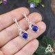 Boucles d'oreilles Larmes elfiques en Argent 925 ornées de volutes et de Lapis Lazuli bleu foncé pour mariage médiéval fantasy