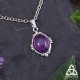 Collier victorien orné d'une Améthyste naturelle ovale violet foncé sur un pendentif argenté et patiné pour un effet ancien